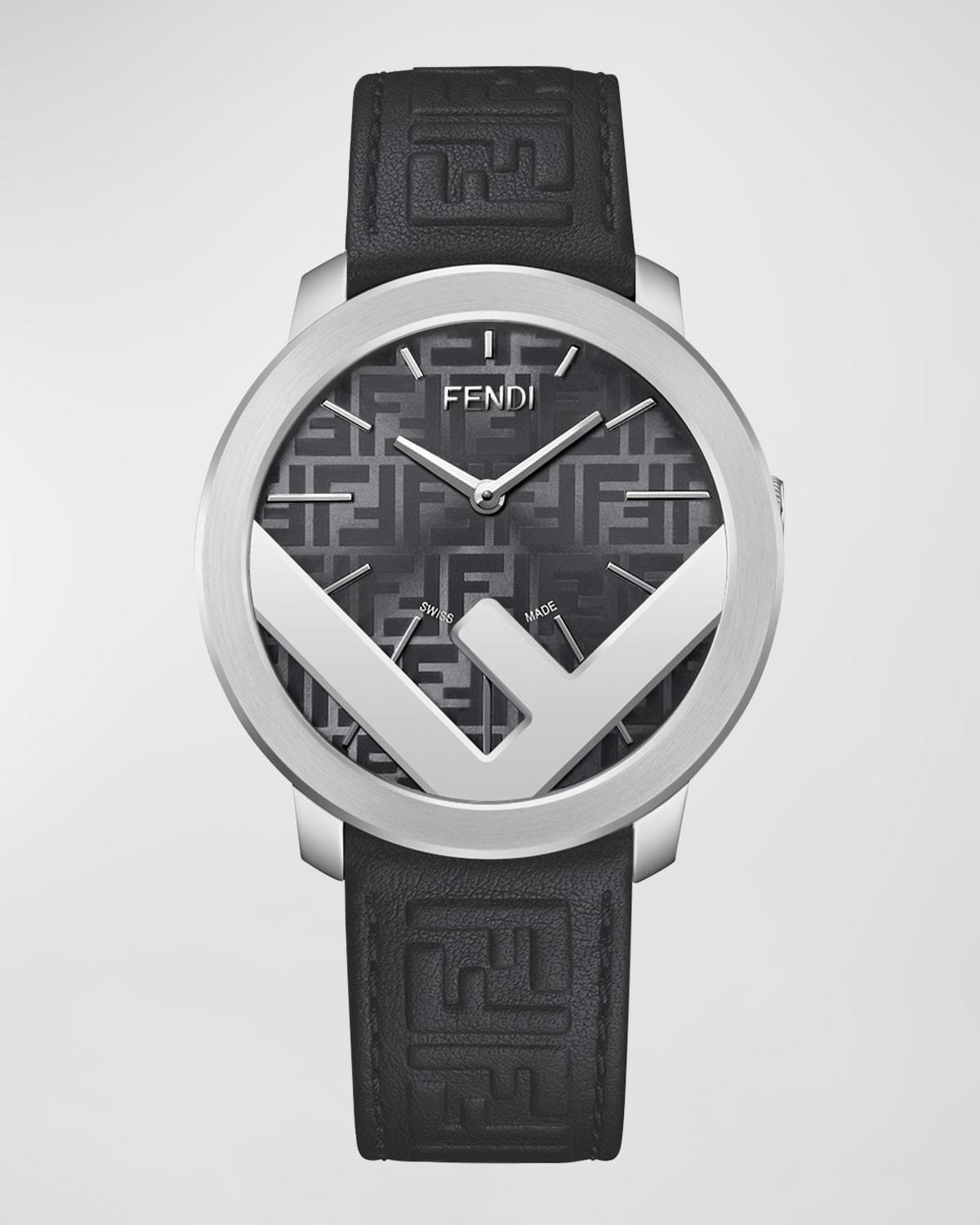 Mens F Is Fendi Stainless Steel & Leather Strap Watch Product Image