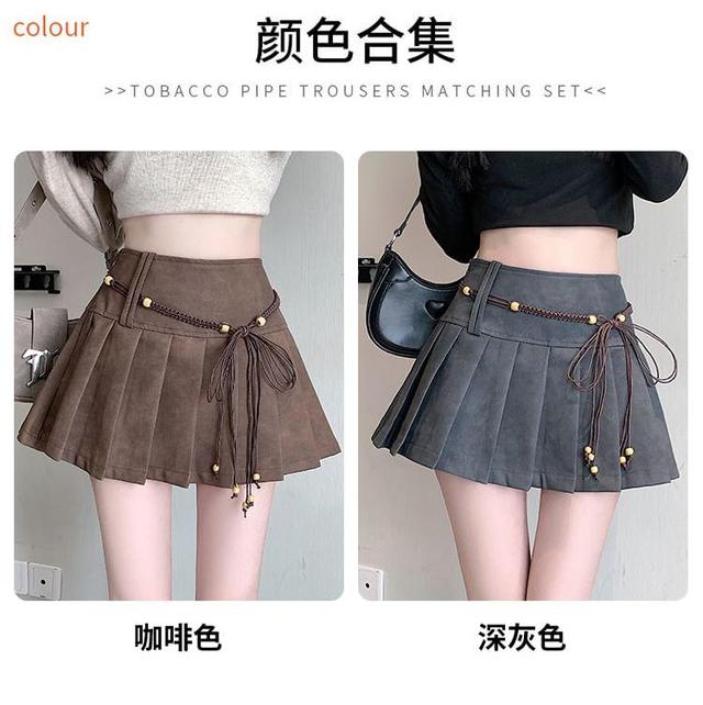 High Rise Plain Mini Pleated Skirt Product Image