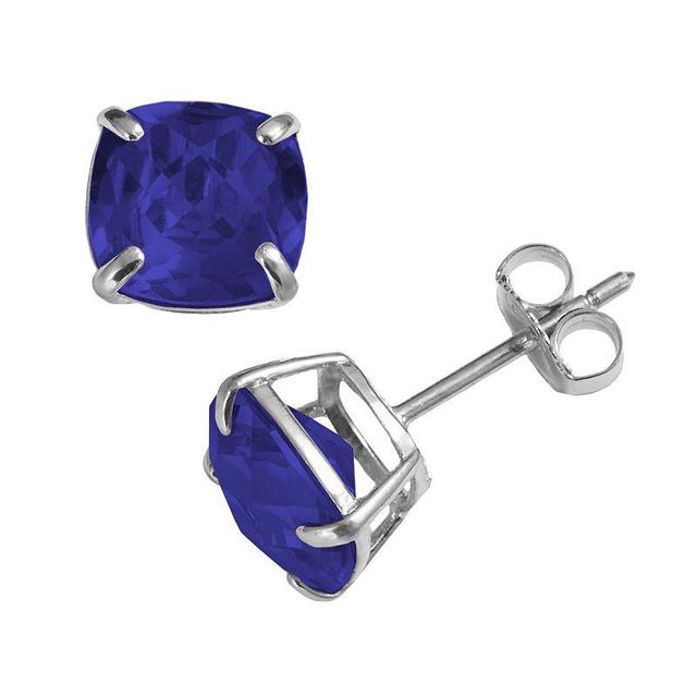 Designs by Gioelli Sterling Silver Lab-Created Sapphire Stud Earrings, Womens, Blue Product Image