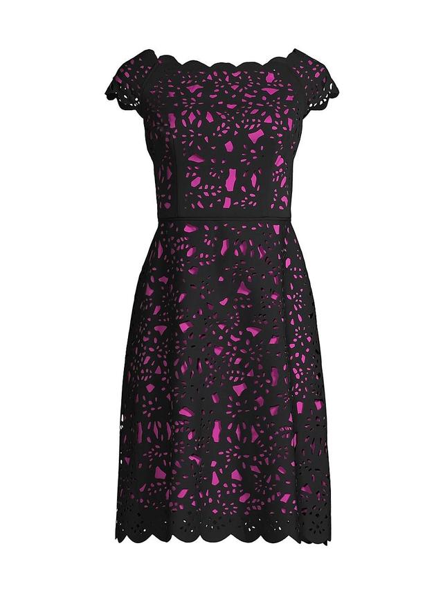 Shani Laser Cut Floral Off the Shoulder Fit & Flare Cocktail Dress Product Image