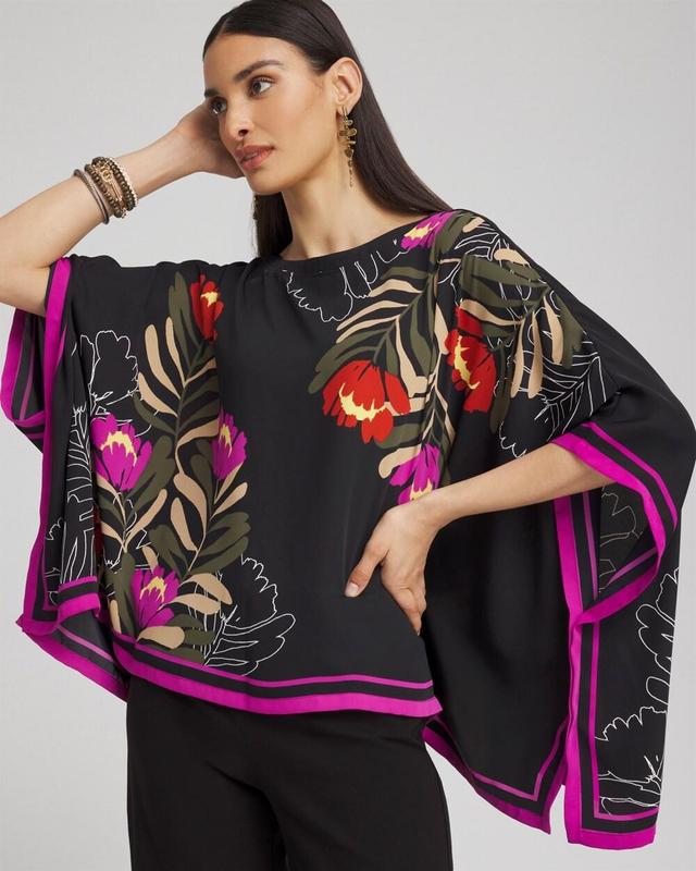 Floral Border Trim Poncho Product Image