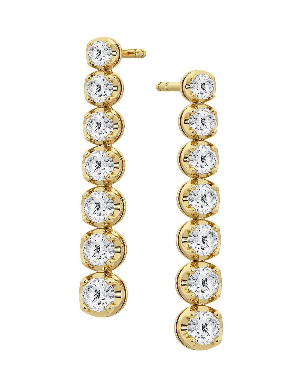 Womens 14K Yellow Gold & 0.72 TCW Natural Diamond Drop Earrings Product Image