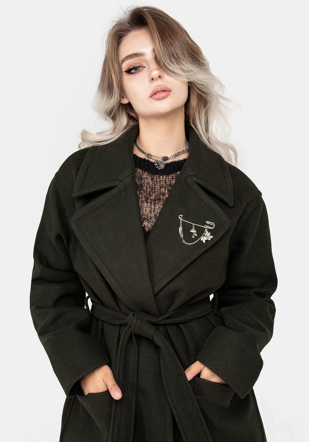 Meltdown Oversized Coat with Brooch - Green Product Image