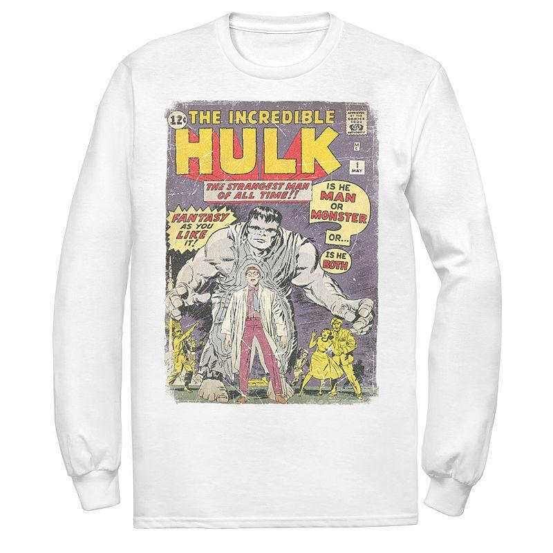 Mens Marvel The Incredible Hulk Classic Retro Comic Book Tee White Product Image