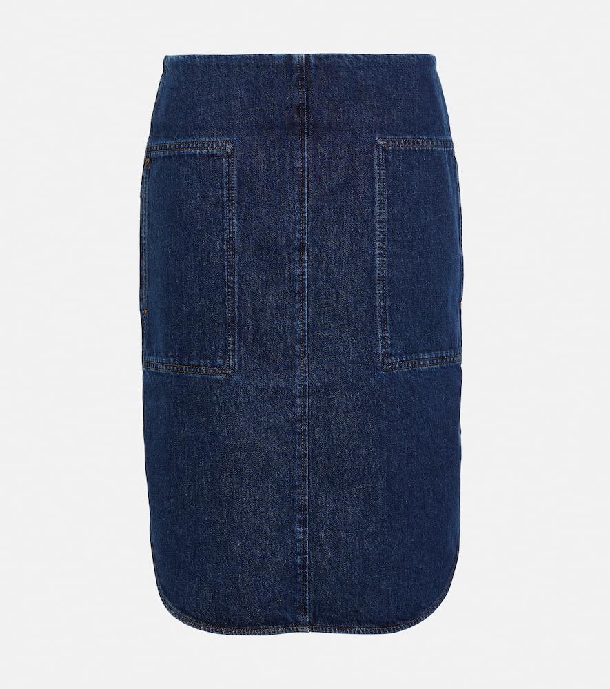 TOTÊME Denim Midi Skirt In Dark Blue Product Image