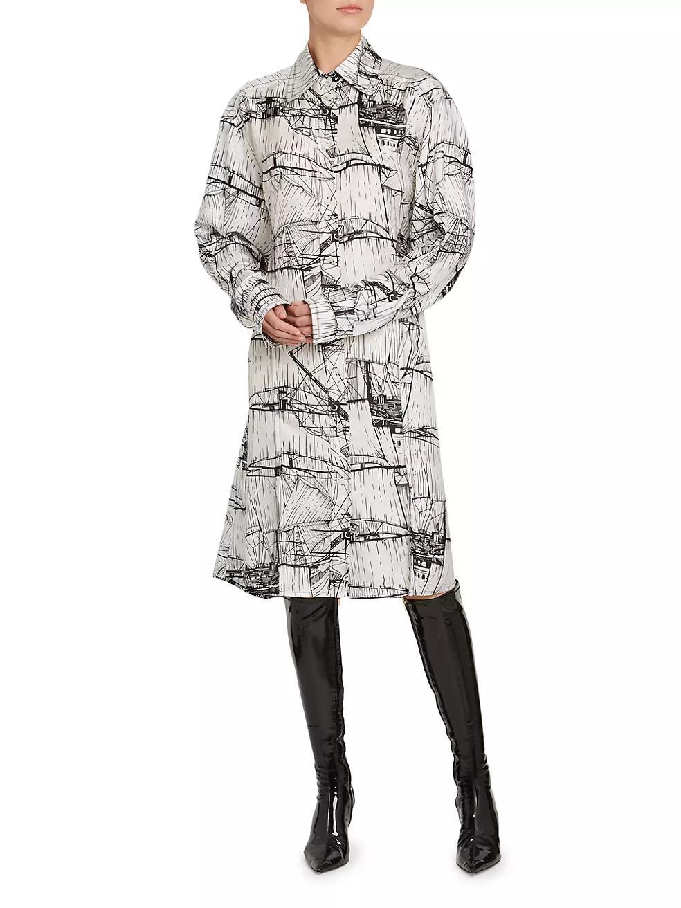 Veliero Silk Graphic Shirtdress Product Image