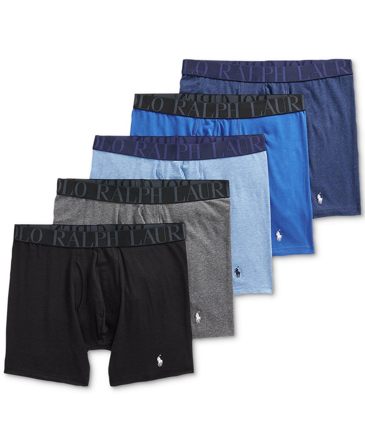 Polo Ralph Lauren 5-Pack Stretch Fit Classic Boxer Briefs (Polo Black/Charcoal Heather/Pale Royal Heather/Blue Saturn/Monro) Men's Underwear Product Image