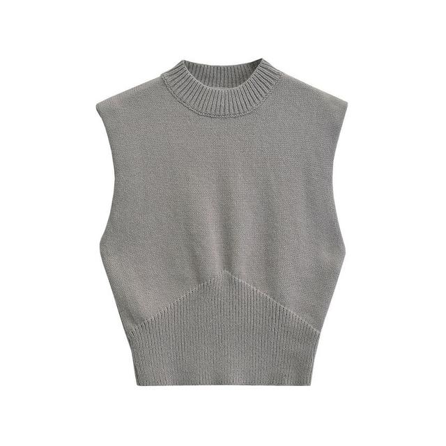 Crew Neck Melange Sweater Vest Product Image