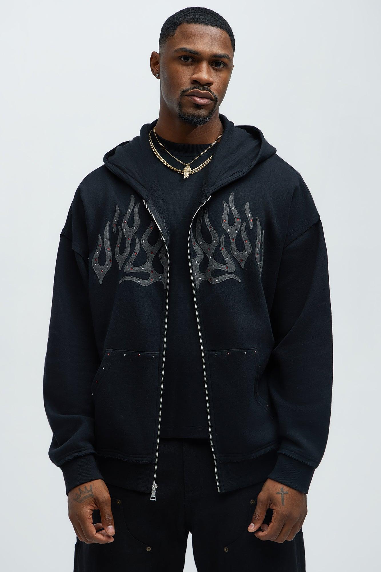 Tyson Bling Oversized Zip Hoodie - Black Product Image