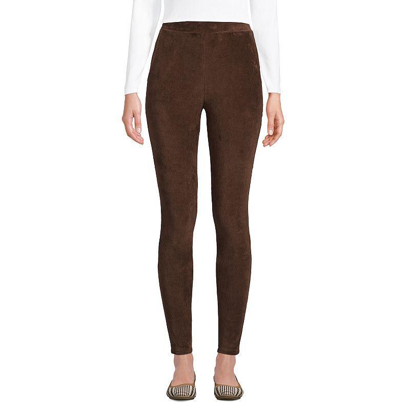 Petites Lands End Sport Knit High-Rise Corduroy Leggings, Womens Rich Brown Product Image