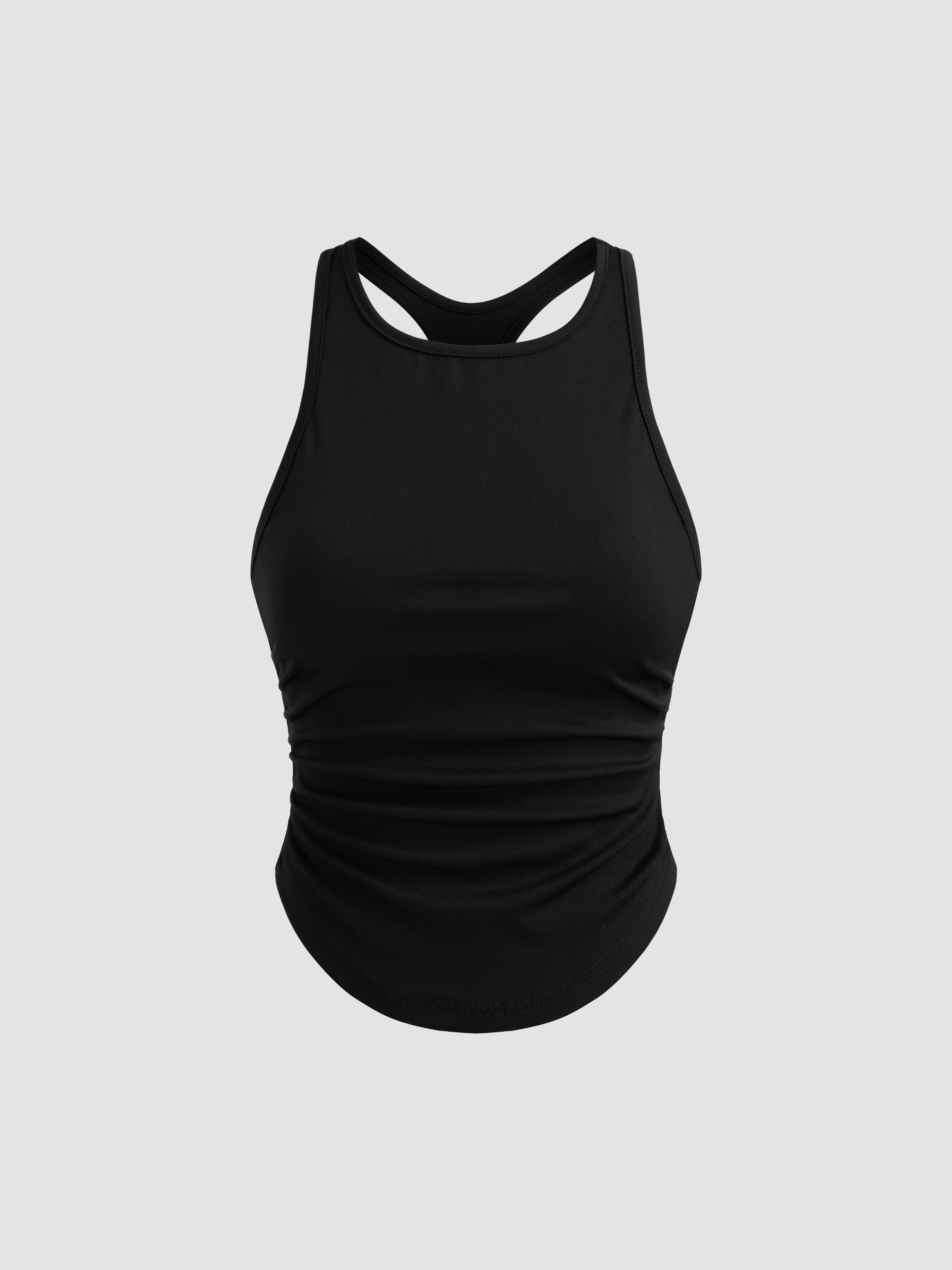 Scoop Neckline Solid Ruched Tank Top Product Image