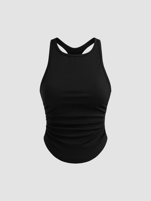 Scoop Neckline Solid Ruched Tank Top Product Image