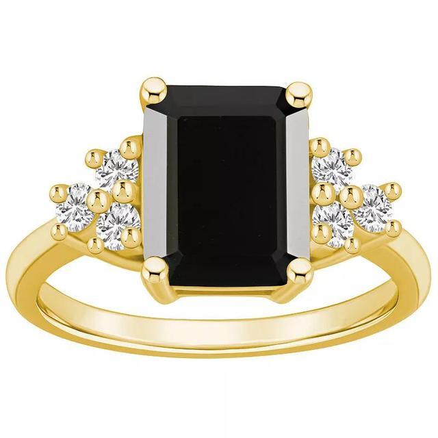 Alyson Layne 14k Gold Emerald-Cut Black Onyx & 1/3 Carat T.W. Diamond Ring, Womens Product Image