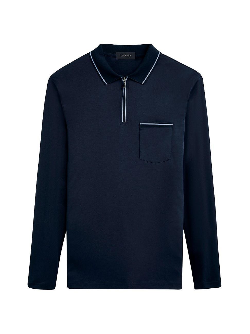 Quarter-Zip Long-Sleeve Polo Shirt Product Image