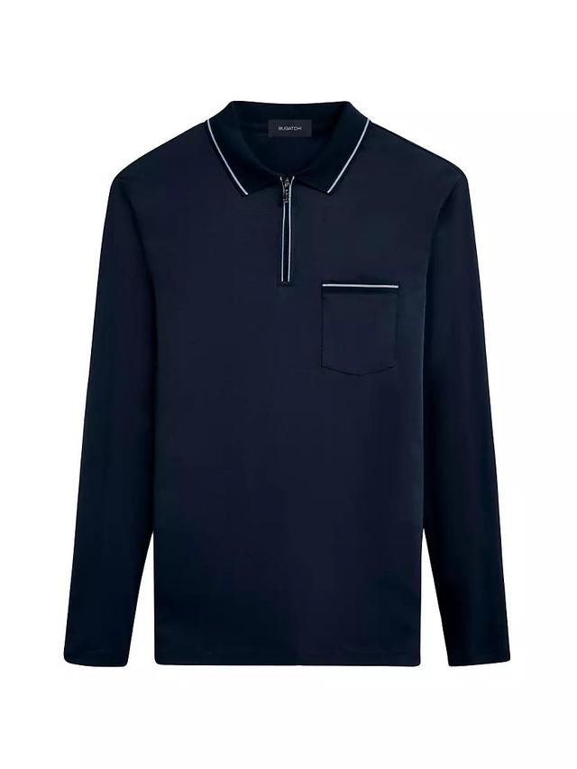 Quarter-Zip Long-Sleeve Polo Shirt Product Image