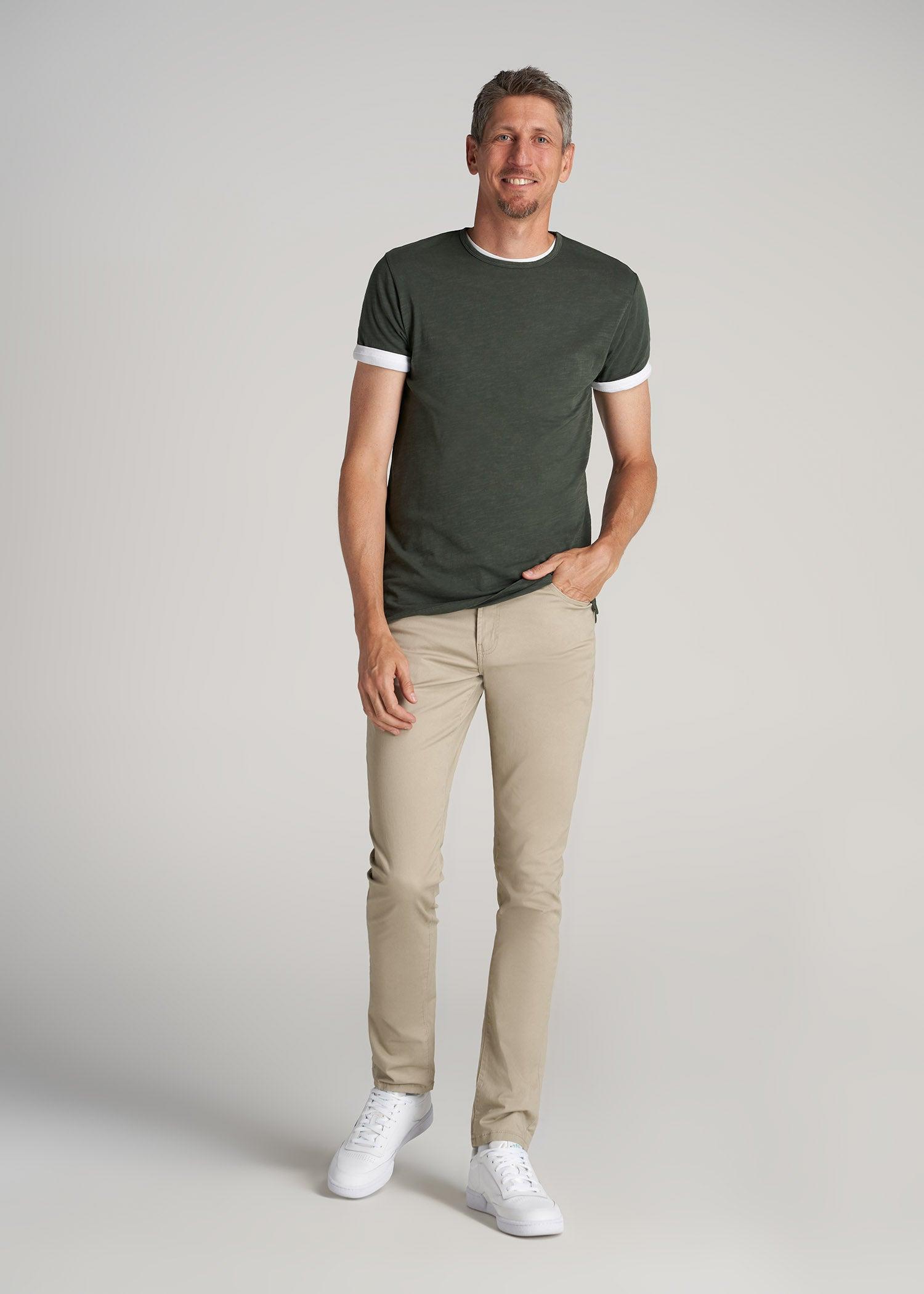 Carman TAPERED Fit Five Pocket Pants for Tall Men in Desert Khaki Product Image