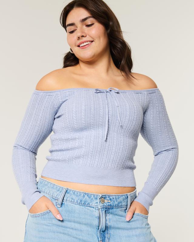 Off-the-Shoulder Cable-Knit Sweater Product Image