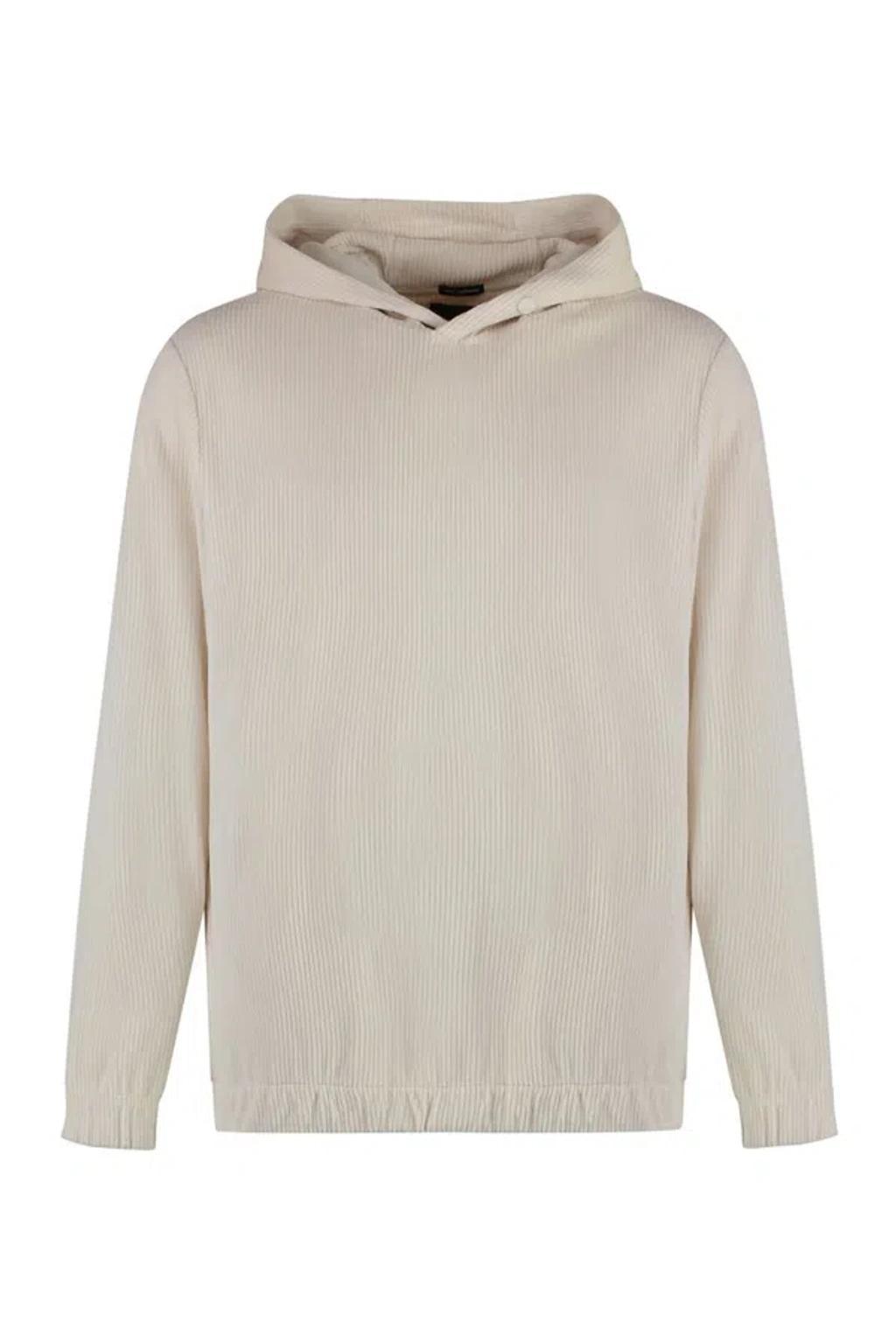 HUGO BOSS Boss Velvet Hoodie In Beige Product Image