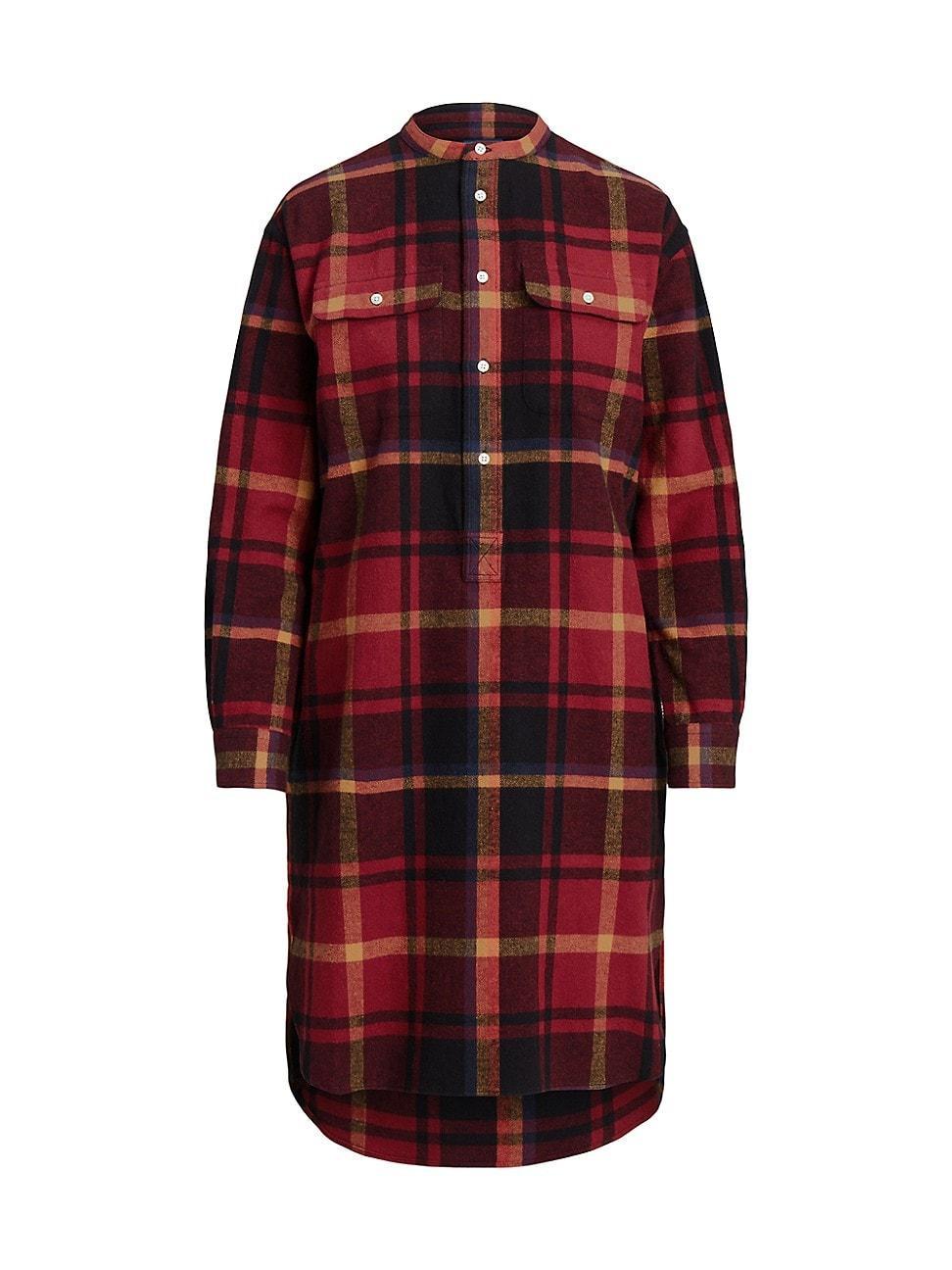 Womens Plaid Cotton Twill Shirtdress Product Image