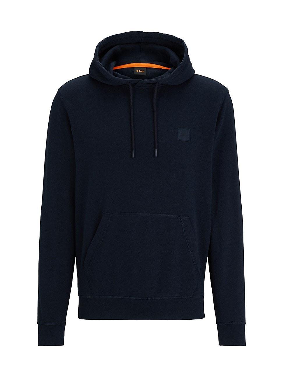 Mens French-Terry-Cotton Hooded Sweatshirt With Logo Patch Product Image