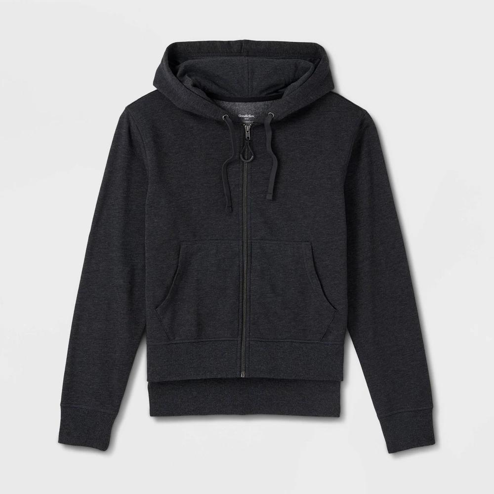 Mens Adaptive Hooded Relaxed Fleece Zip-Up Sweatshirt - Goodfellow & Co Dark XXL Product Image