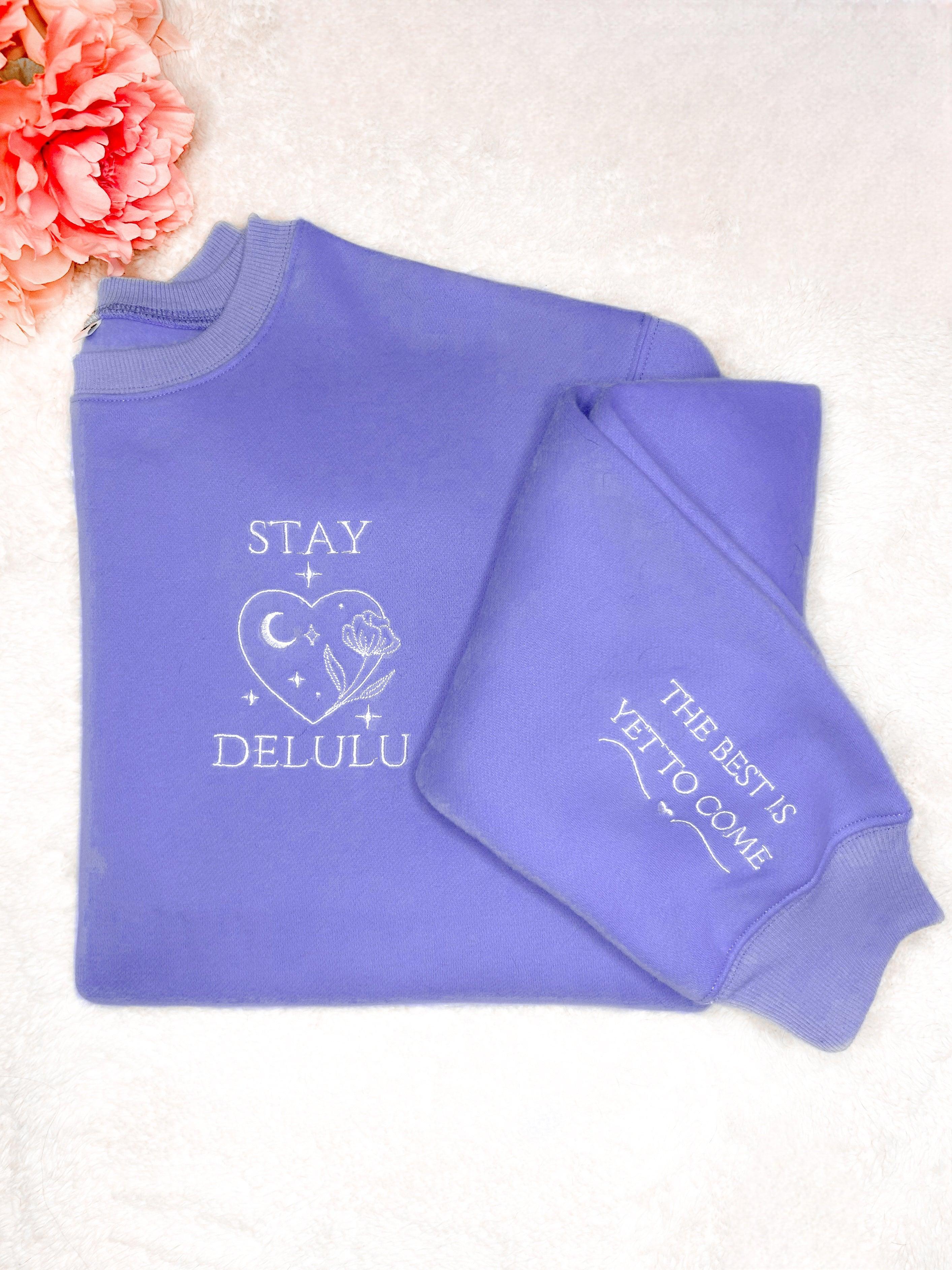 “Stay Delulu” Spring Scuba Sweatshirt Product Image