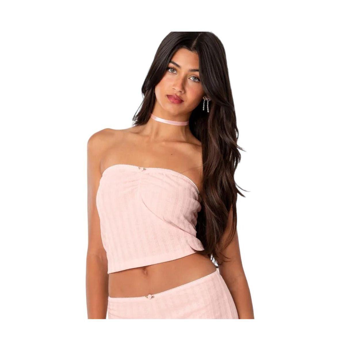 Womens Sweetpea Ruched Pointelle Tube Top product image