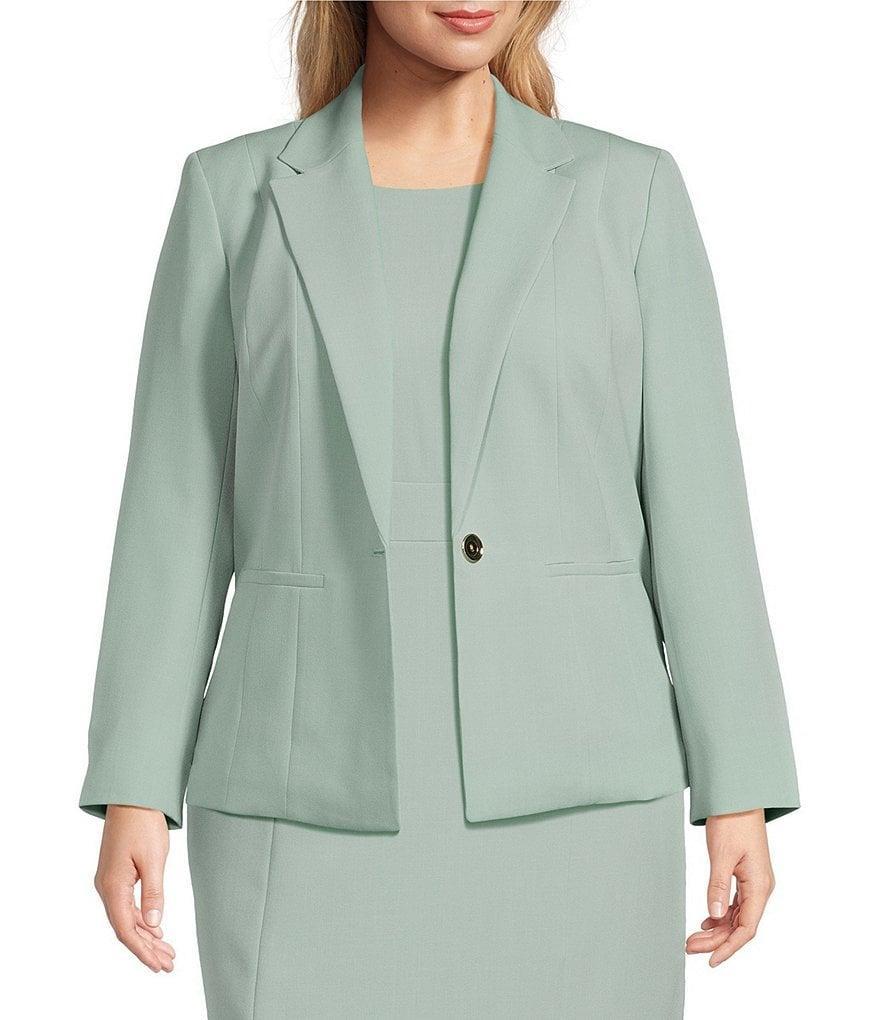 Kasper Plus Size Stretch Crepe Notch Lapel Neckline Long Sleeve Blazer Product Image