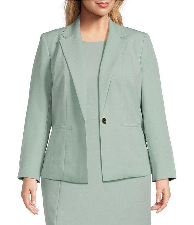 Kasper Plus Stretch Crepe Notch Lapel Neckline Long Sleeve Blazer Product Image