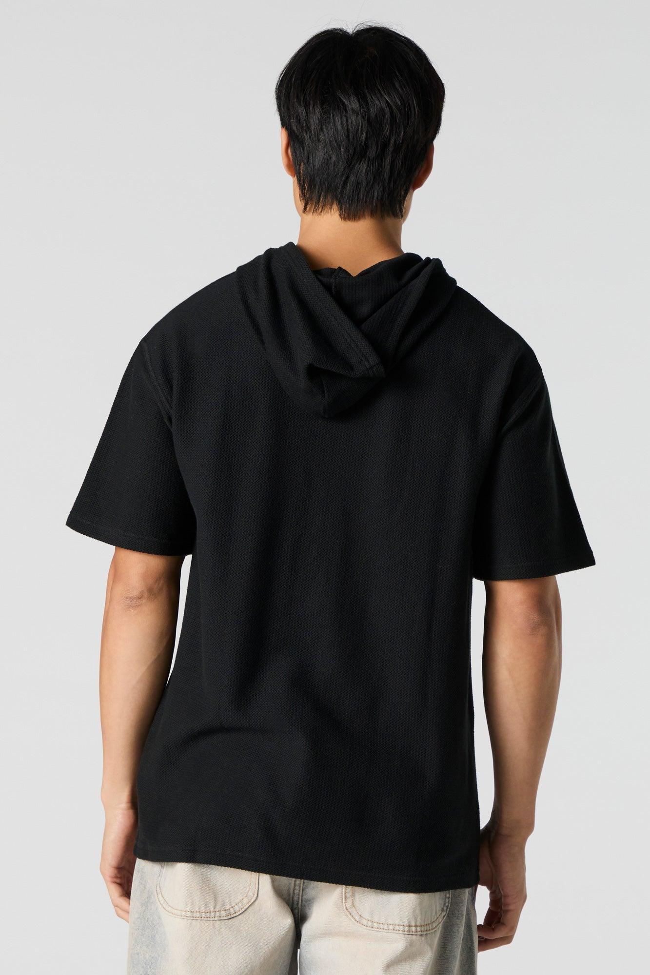 Textured Short Sleeve Hoodie Male Product Image