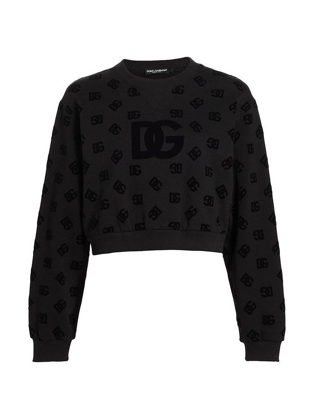 Womens DNA Monogram Cotton-Blend Crop Sweatshirt Product Image