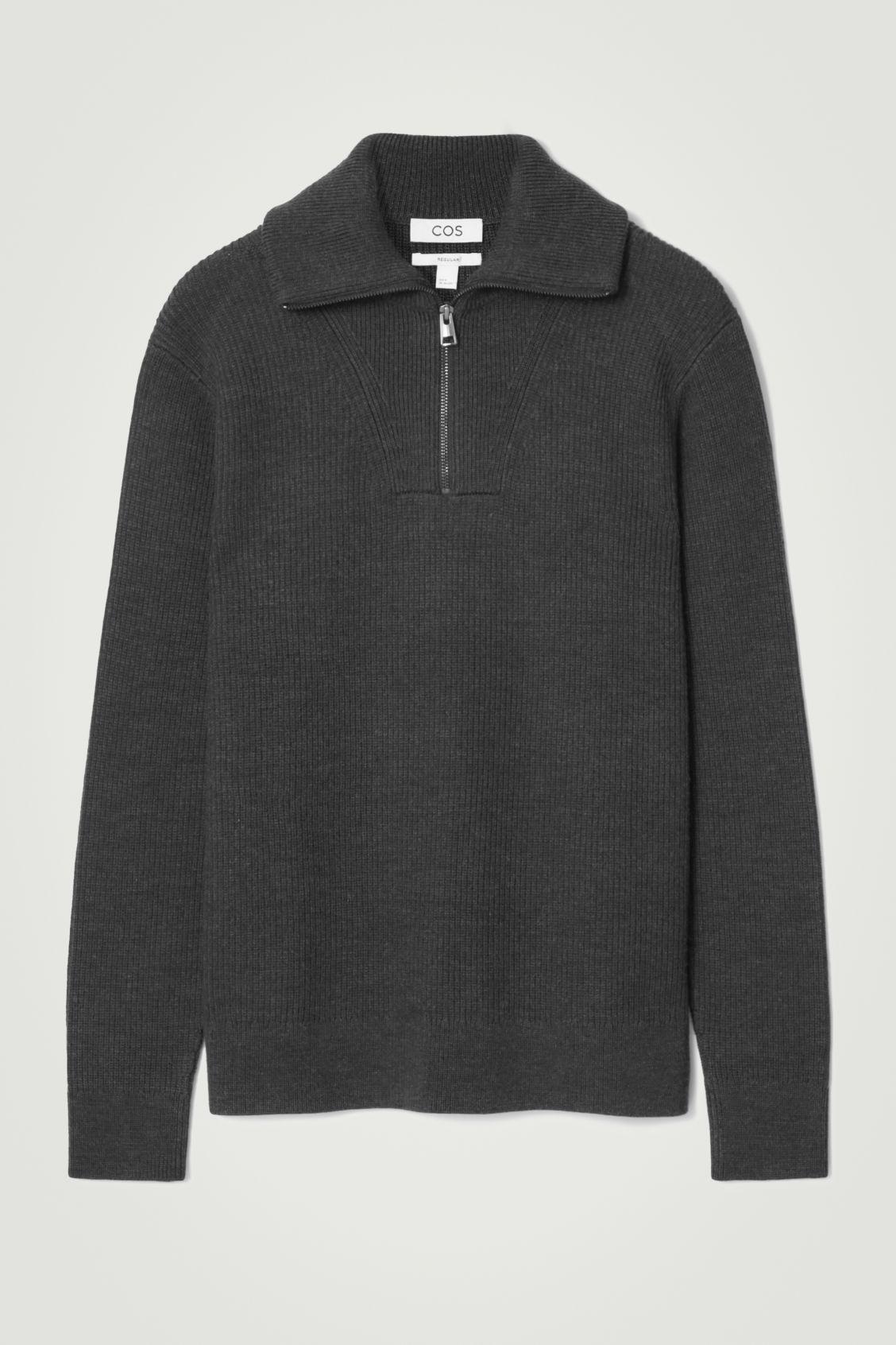 WOOL AND COTTON-BLEND HALF-ZIP SWEATER Product Image