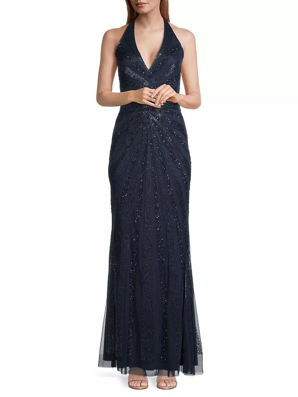 Beaded Halterneck Gown Product Image