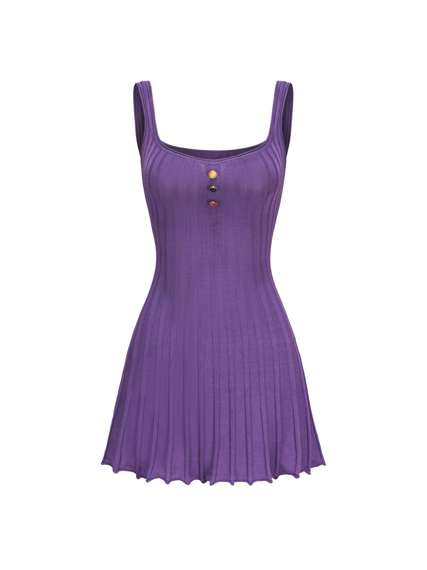 Janelle Knit Dress (Purple) Product Image