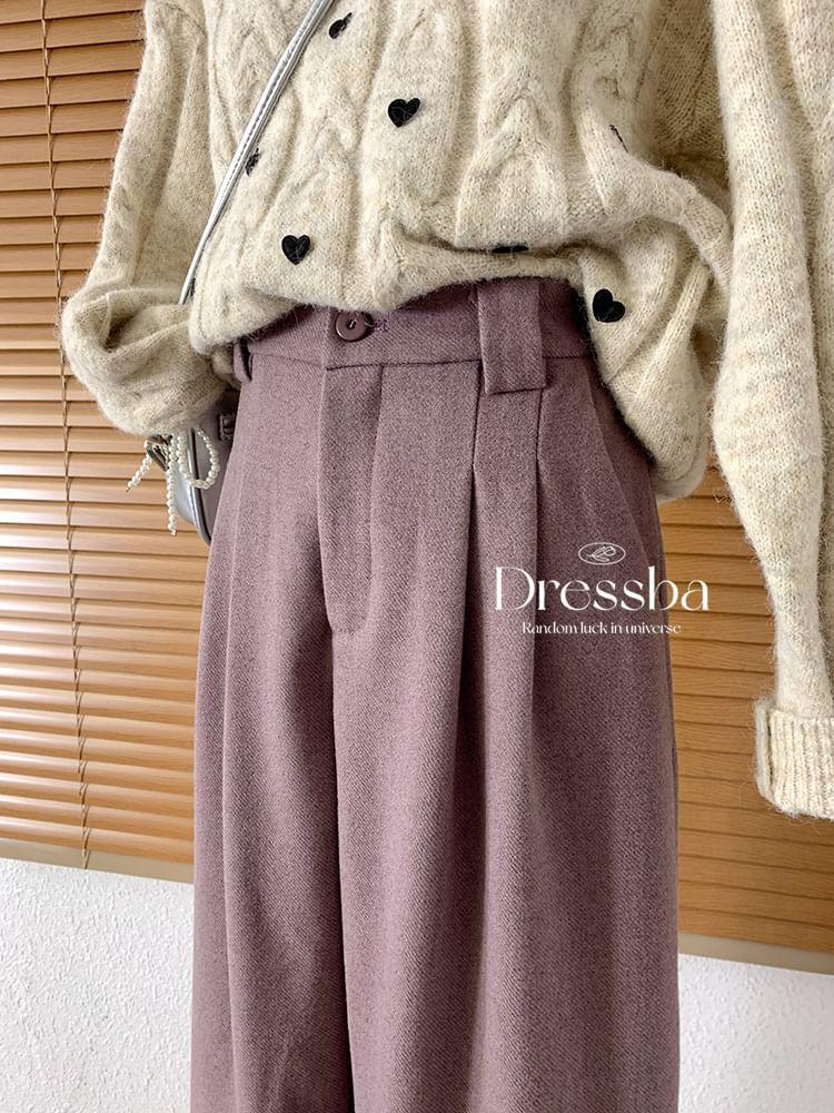 High Rise Plain Wide Leg Suit Pants Product Image