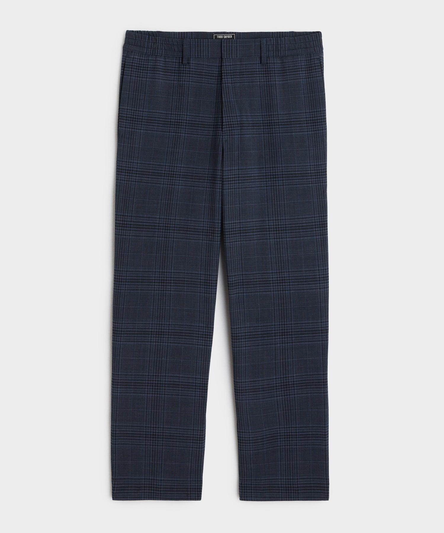 Italian Wool Side Elastic Trouser in Navy Glen Plaid Male Product Image