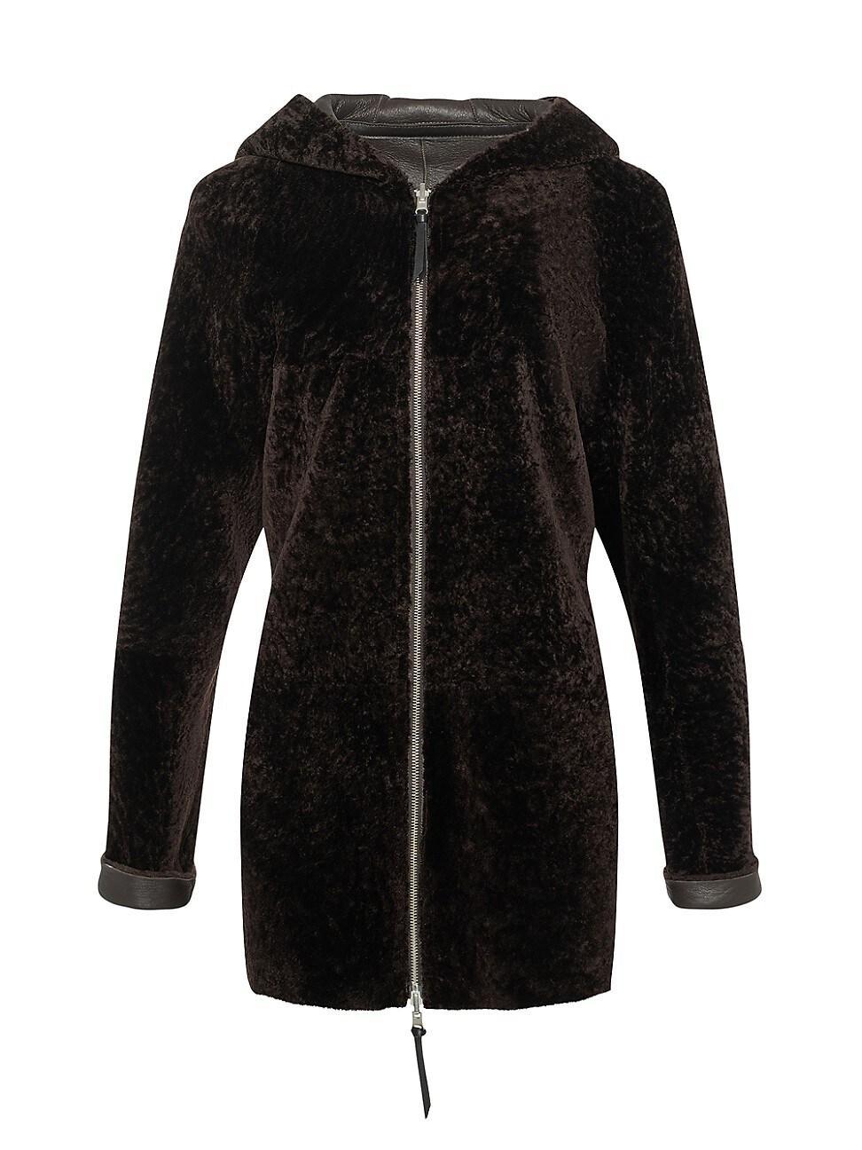 Womens Reversible Textured Shearling Lamb Zip Parka Product Image