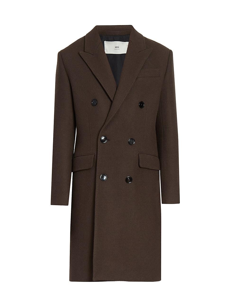 Mens Double-Breasted Wool Coat Product Image