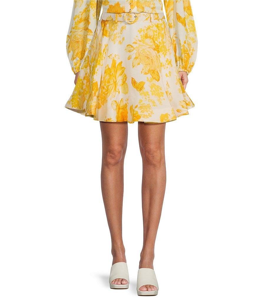 Antonio Melani Edie Floral Belted Side Seam Pocket Coordinating A-Line Skirt Product Image