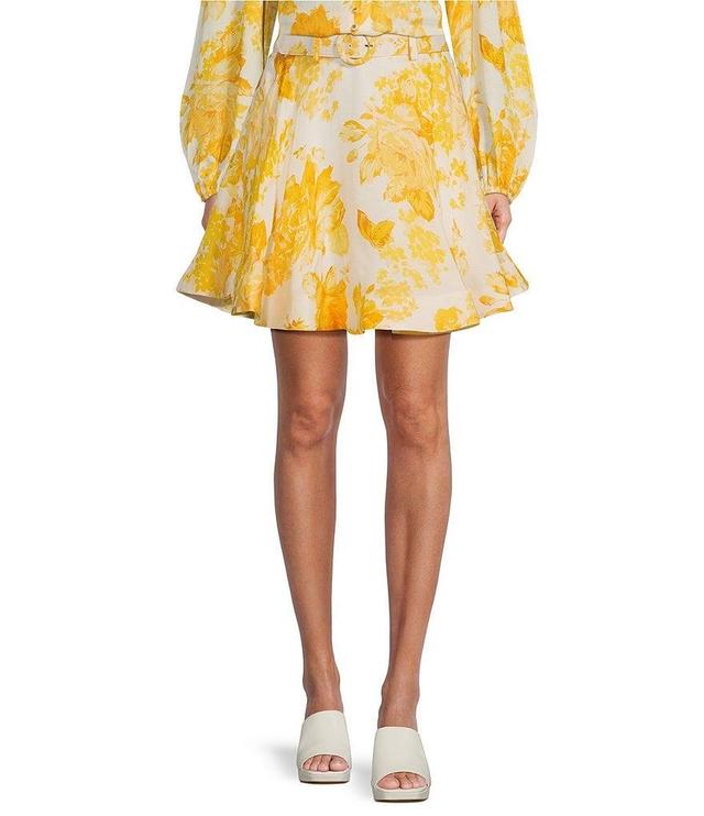 Antonio Melani Edie Floral Belted Side Seam Pocket Coordinating A-Line Skirt Product Image