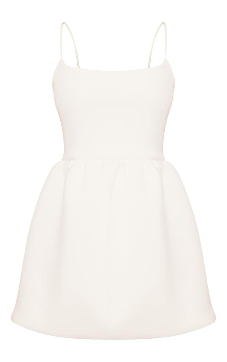 White Strappy Scuba Puffball Dress Product Image