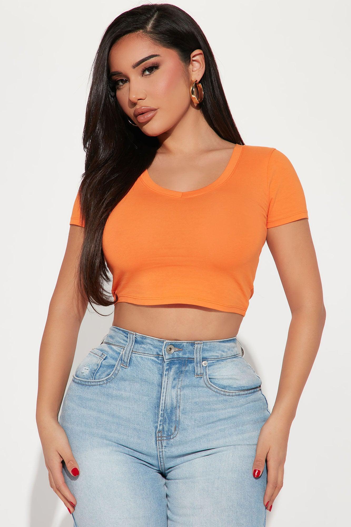 Carly V Neck Crop Tee - Orange product image