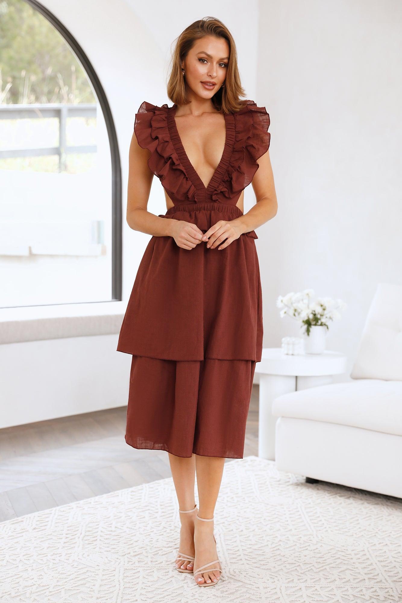 Dive Into Love Midi Dress Brown product image