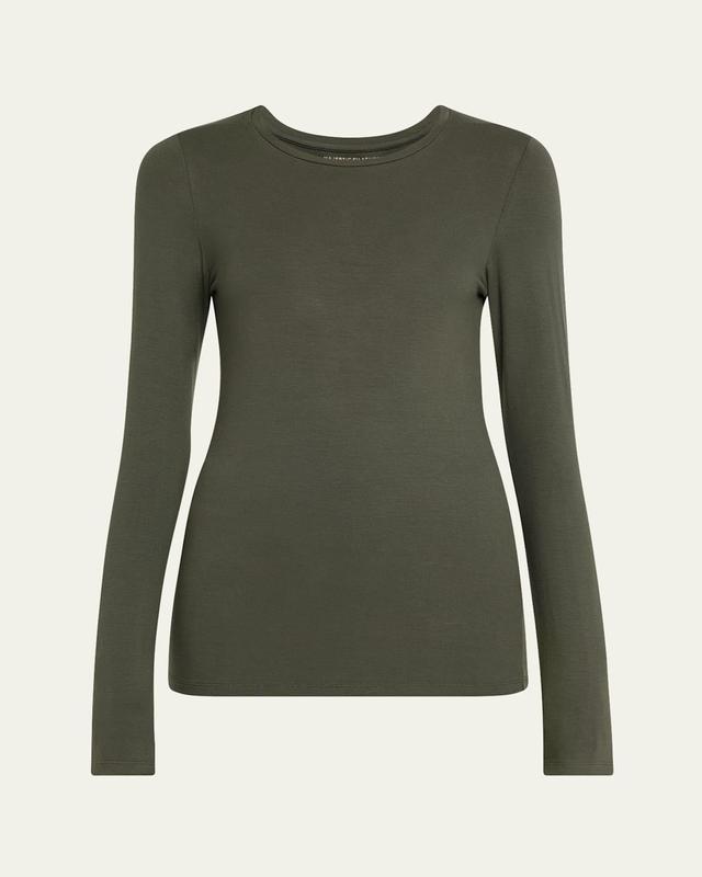 Soft Touch Flat-Edge Long-Sleeve Crewneck Top Product Image