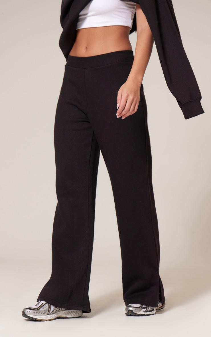 Black Flared Split Hem Sweatpants Product Image