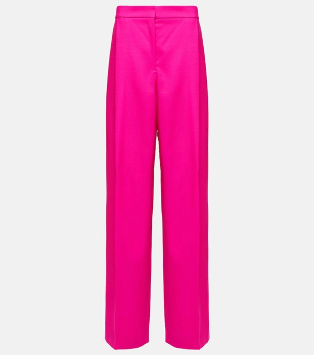 Wide-leg Wool-blend Pants In Fuchsia Product Image