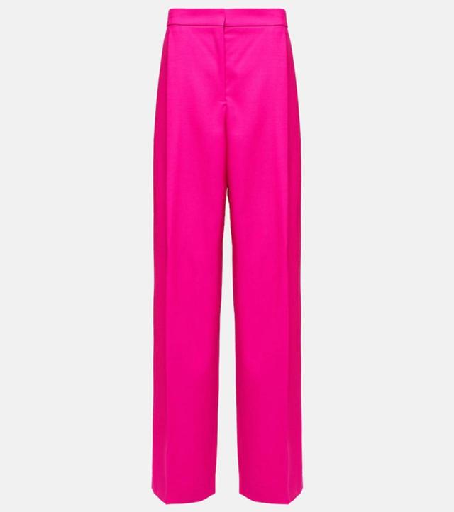 Wide-leg Wool-blend Pants In Fuchsia Product Image