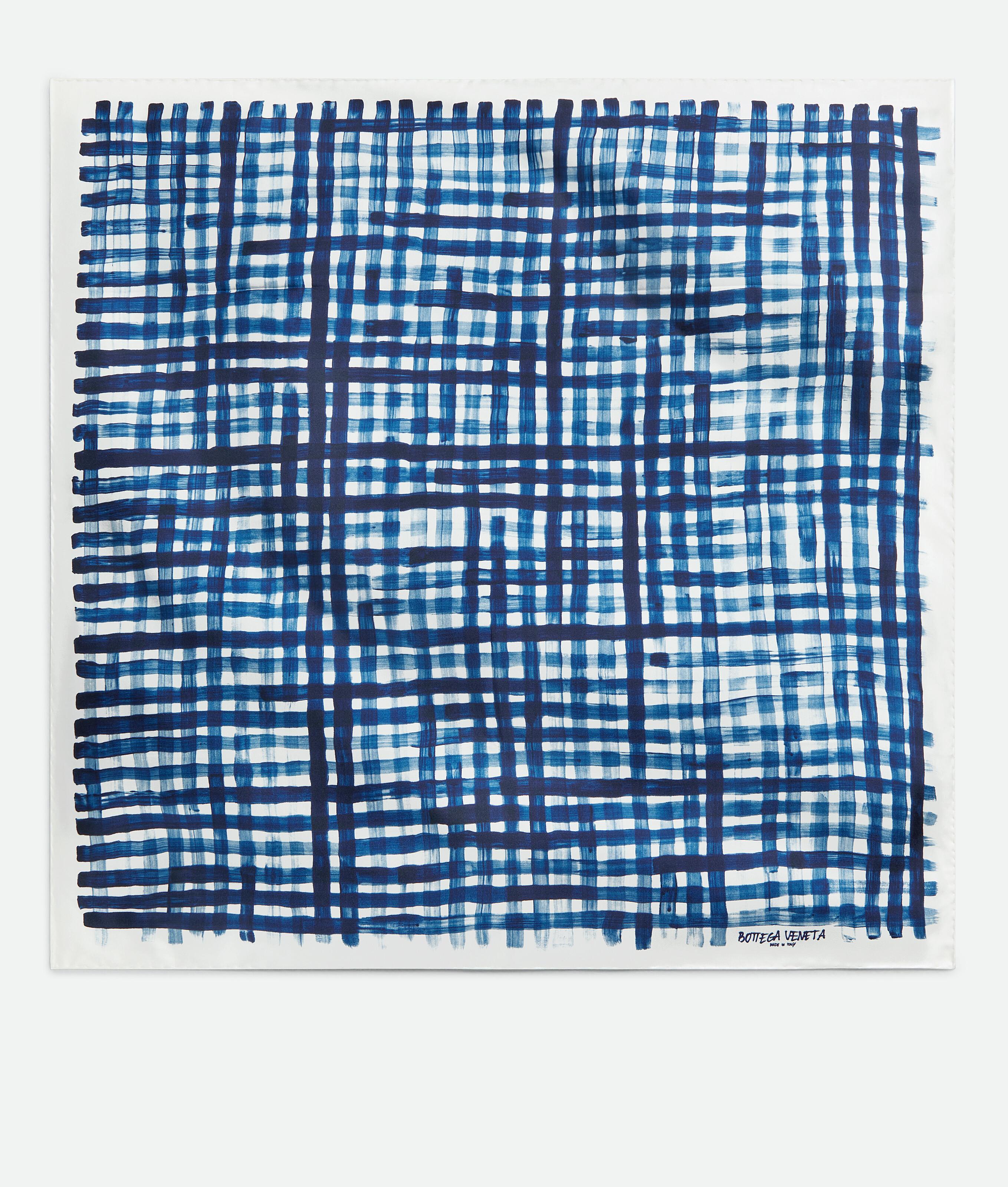 Women's Printed Silk Check Foulard  in Blue/white product image