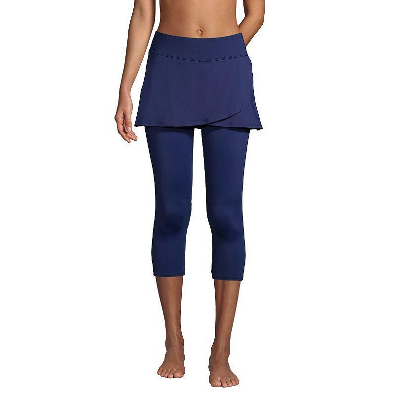 Womens Lands End Swim Skirt & Capri Leggings Deep Blue Product Image