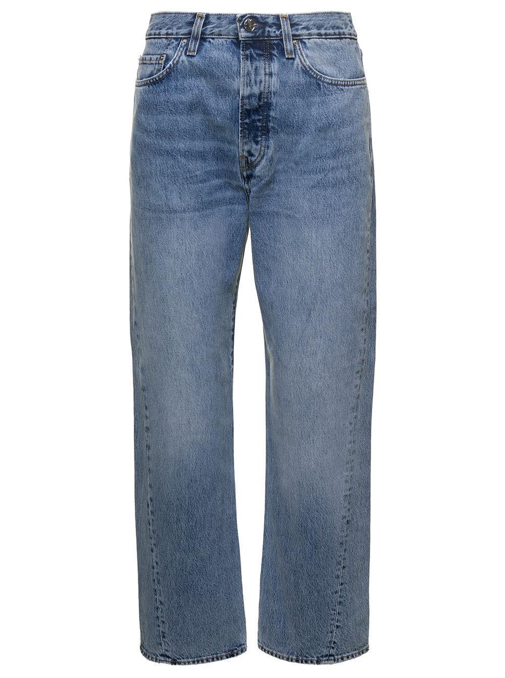 TOTÊME Classic High-rise Frayed Organic Straight-leg Jeans In Blue Product Image